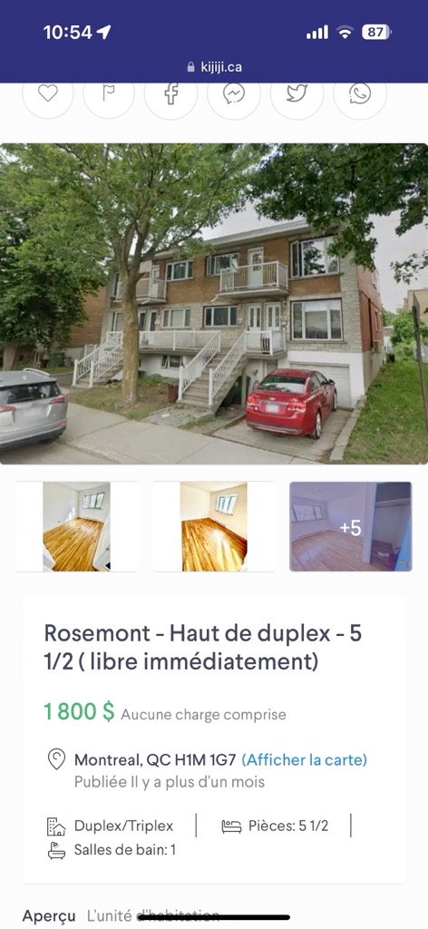 Yin Hua Huang - Duplex Screenshot of an advertisement on Kijiji, where the Évotée family apartment is he will have pay $ again for rent in December 2023 ... Only a few months after their expulsion. Credit: proof filed in court